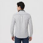 Men's Dark Blue Cotton Long Sleeve Spread Collar Regular Fit Casual Shirt, गहरा नीला, small