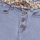 Girls' Light Powder Blue Straight Fit Floral Belt Jeans, Light Blue, small image number null