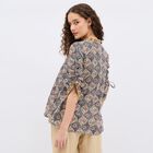 Women's Dark Blue Round Neck Printed Kurti, Dark Blue, small image number null