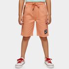 Boys Orange Cotton Elastic Waist Jamaican Shorts, Orange, small