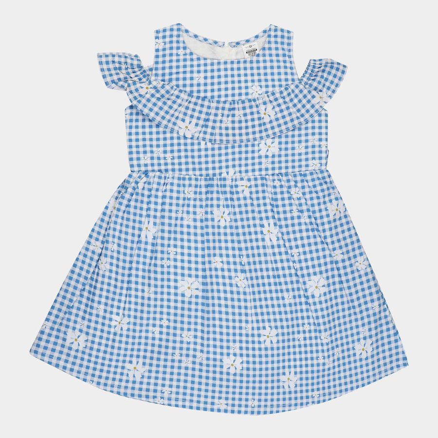 Girls Cotton Frock, Light Blue, large image number null