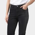 Women's Black Bootcut Fit Button Hem Jeans, Black, small