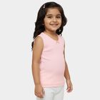 Girls' Peach Cotton Round Neck Casual Vest, पीच, small