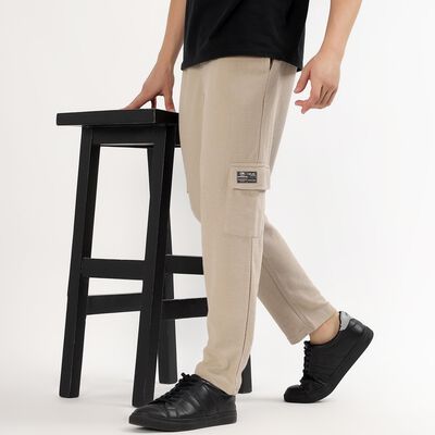 Men's Muted Beige Regular Fit Cargo Jogger