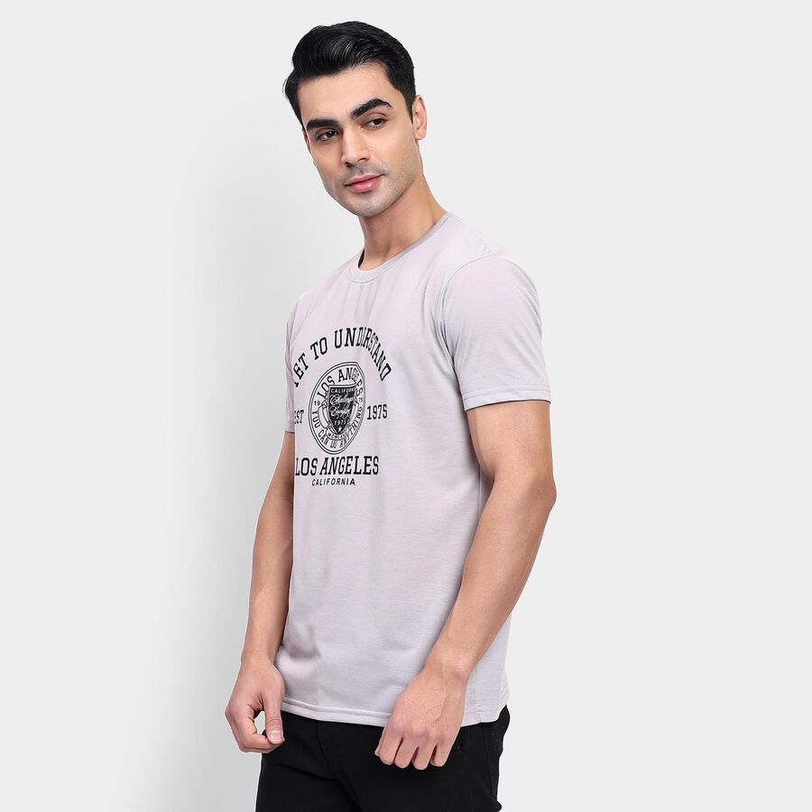 Men's Round Neck Half Sleeves T-Shirt, Light Grey, large image number null