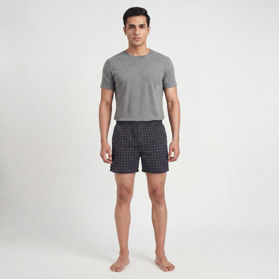 Men's Navy Blue Regular Fit Solid Boxers, Navy Blue, large