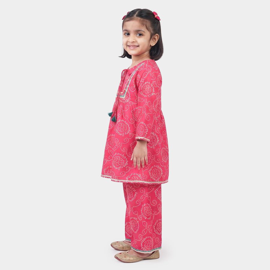 Girls Fuchsia Round Neck Fusion Set Fusion Set Upper and Bottom Set, रानी (फ्यूशिया), large
