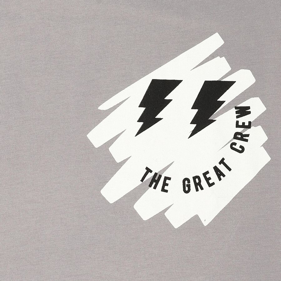 Boys Grey Crew Neck Regular Boys T-Shirt, हल्का ग्रे, large