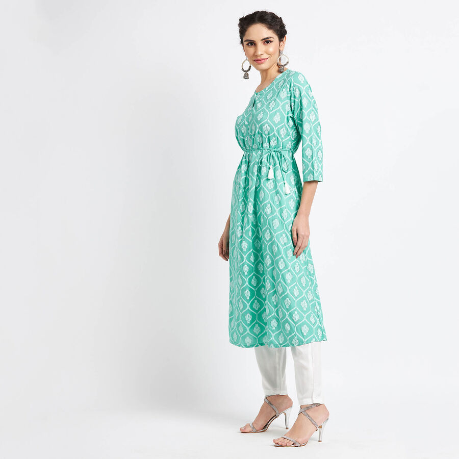 Printed 3/4Th Sleeves Kurta, Light Green, large image number null