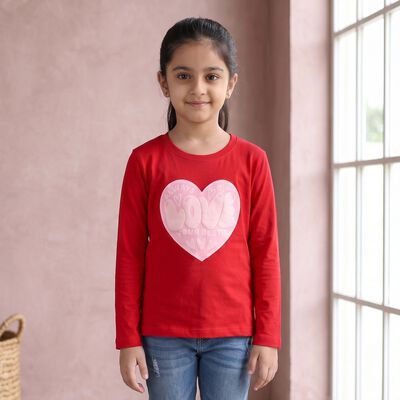 Girls Red Regular Top