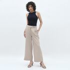 Women's Soft Beige Wide-Leg Pleated High-Waist Trousers, गहरा पीला, small