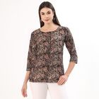 Women's Black Cotton Round Neck Straight Kurti, Black, small