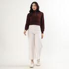 Women's Deep Brown High Neck Casual Sweatshirt, भूरा, small image number null