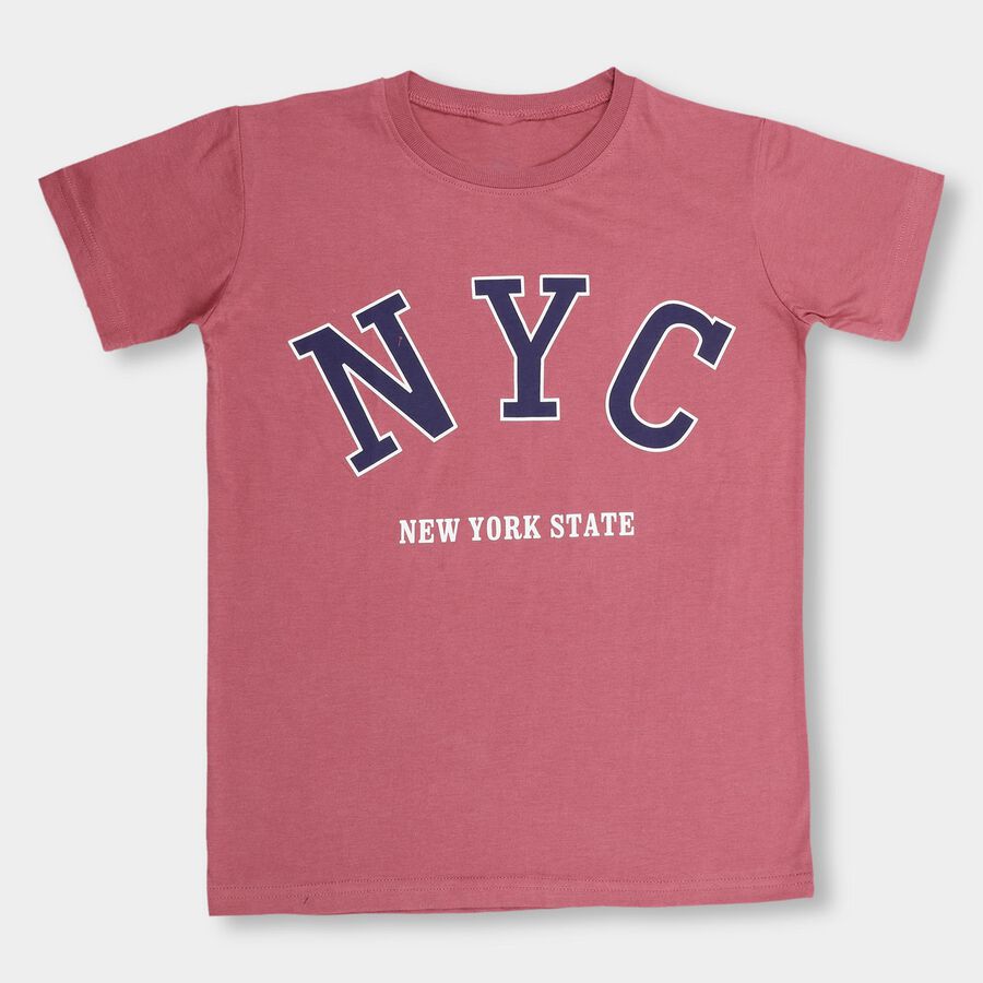 Boys' Half Sleeves T-Shirt, गुलाबी, large image number null