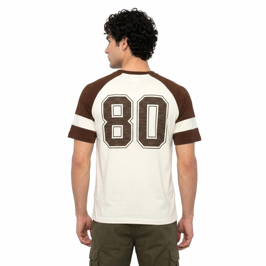 Men's Brown Round Neck Regular T-Shirt, Brown, large