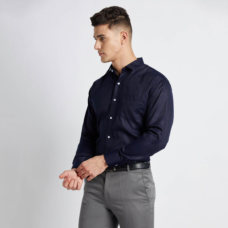Solid Formal Shirt, Navy Blue, large image number null