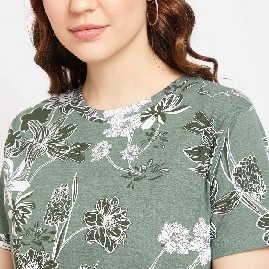 Cotton Round Neck T-Shirt, Light Green, large image number null