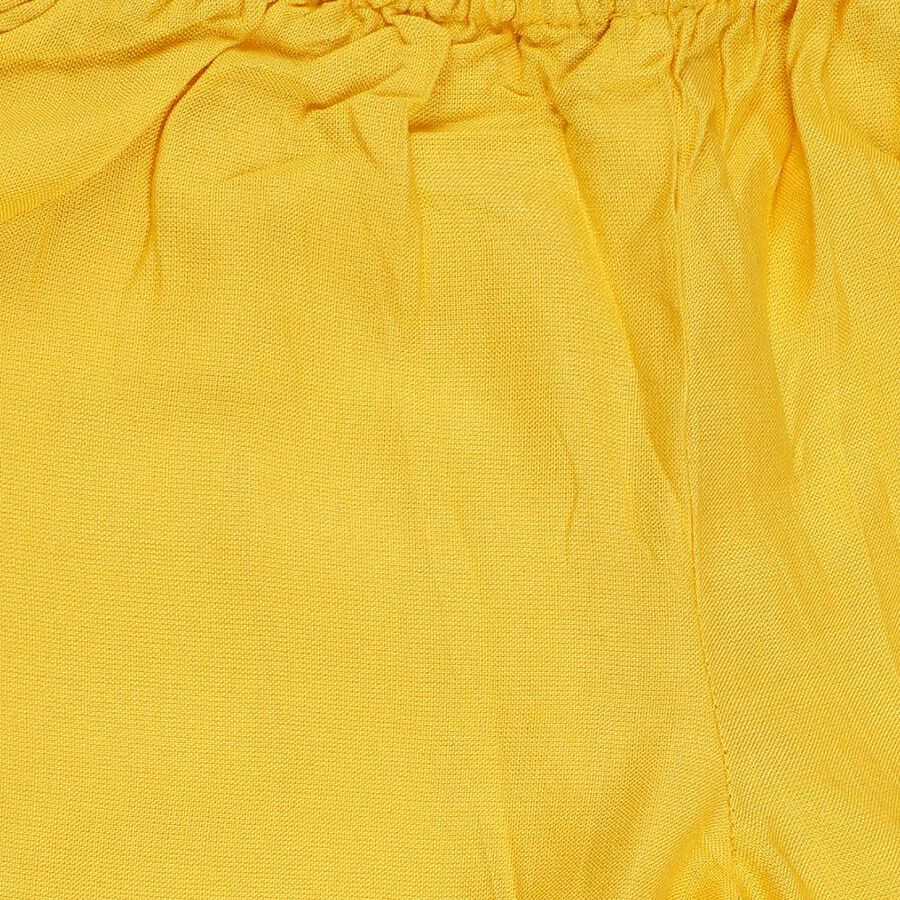 Girls Bright Pink Ikat Print Bohemian Kurta and Yellow Palazzo Fusion Set, गुलाबी, large image number null