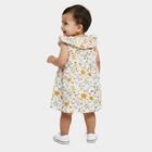 Infant Girls' White Flared Floral Printed Ruffle Neck Frock, Off White, small