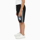 Boys Jet Black Graphic Printed Elastic Waist Bermuda Shorts, Black, small
