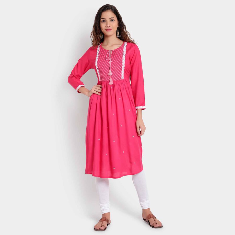 Printed Empire Line Kurta, Coral, large image number null