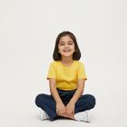 Girls' Dark Indigo Wide-Leg Polka Dot Jeans, Dark Blue, small image number null