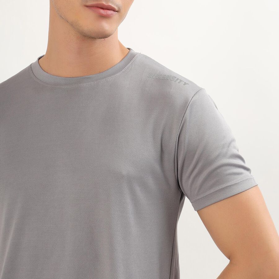 Men's Muted Grey Crew Neck Athleisure T-Shirt, Dark Grey, large image number null