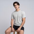 Men's Grey Round Neck Regular Drifit T-Shirt, Light Grey, small