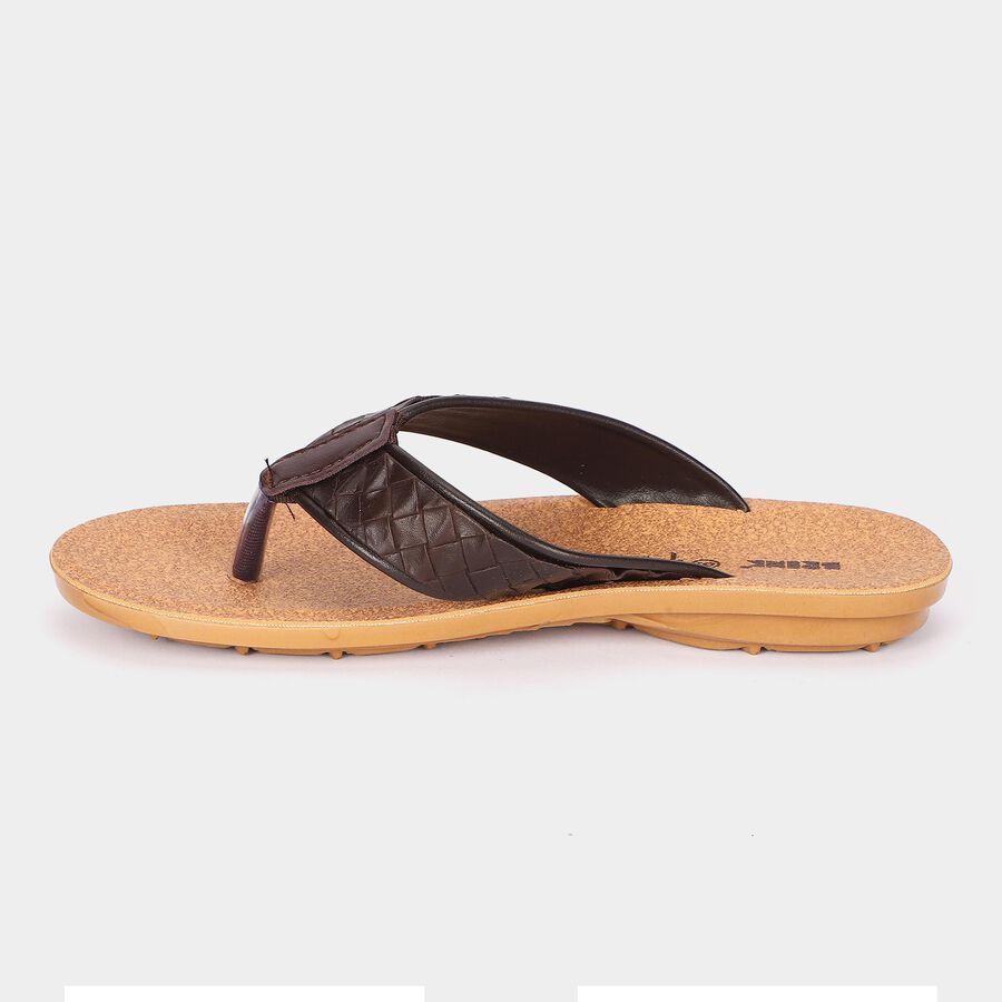 Men's Tan PU Thong Slip-On Sandals, Tan, large