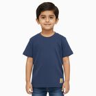Boys Muted Midnight Blue Crew Neck Casual Half Sleeve T-Shirt, मध्यम नीला, small