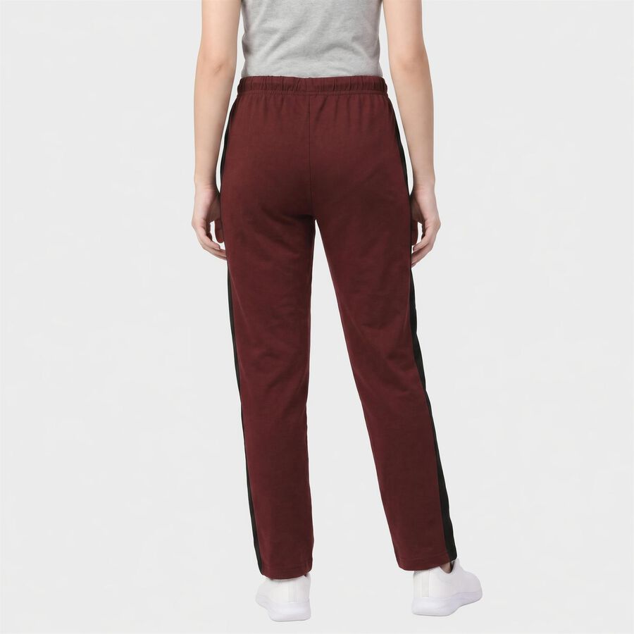 Women's Wine Straight Fit Side-Panel Track Pants, Wine, large