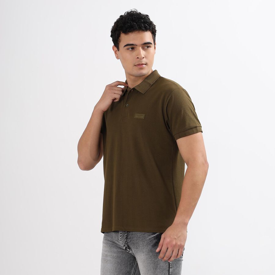 Men's Collared Half Sleeves T-Shirt, Khaki, large image number null