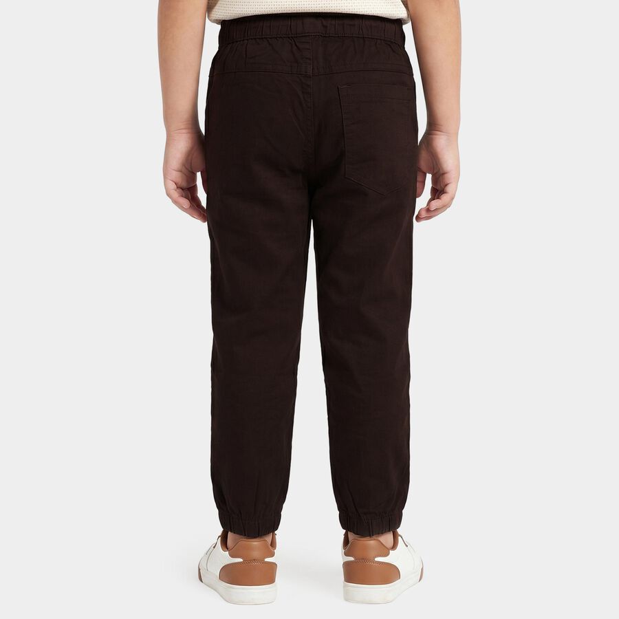 Boys Brown Regular Fit Drawstring Jogger Trousers, Brown, large