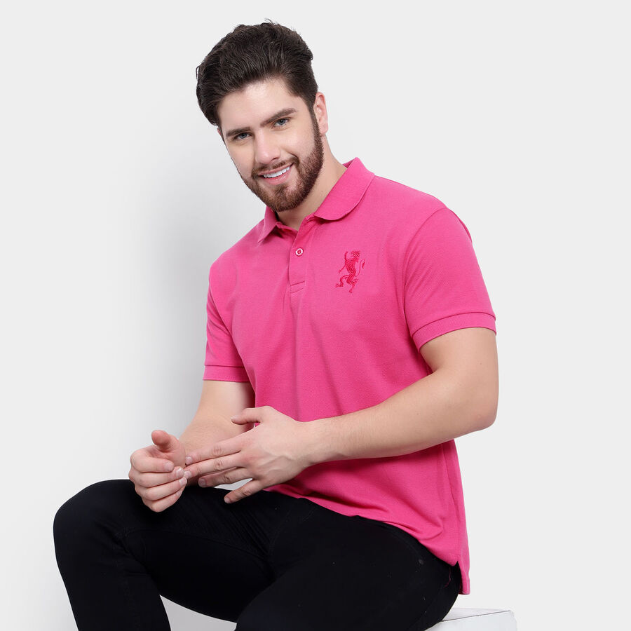 सॉलिड पोलो शर्ट, गुलाबी, large image number null