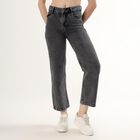 Women's Washed Charcoal Black Wide-Leg High-Rise Jeans, Dark Grey, small image number null