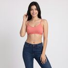 Women's Pink Cotton Blend Scoop Neck Bralette Bra, गुलाबी, small