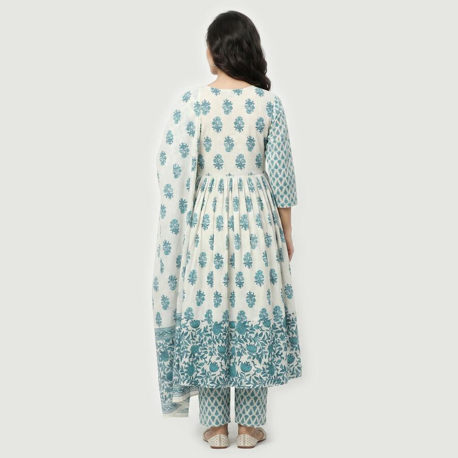 Women's Light Blue Cotton Floral Printed Ethnic Set, Light Blue, large