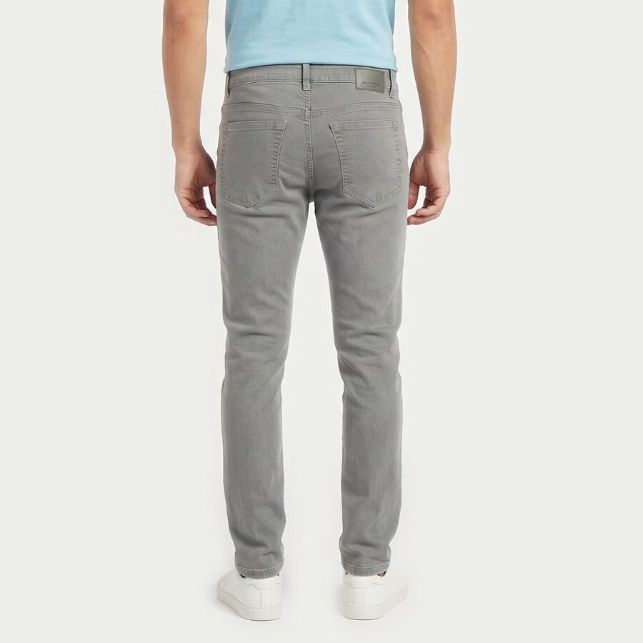 Men's Grey Slim Fit Solid Jeans, Light Grey, large