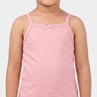 Girls Pink Cotton Square Neck Sleeveless Vest, हल्का गुलाबी, small