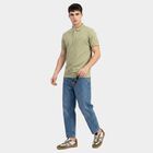 Men Olive Green Cotton Polo Neck Polo T-Shirt, Light Green, small