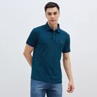 Men's Collared Half Sleeves T-Shirt, Dark Blue, small