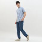Men's Light Steel Blue Round Neck Casual T-Shirt, Sky Blue, small