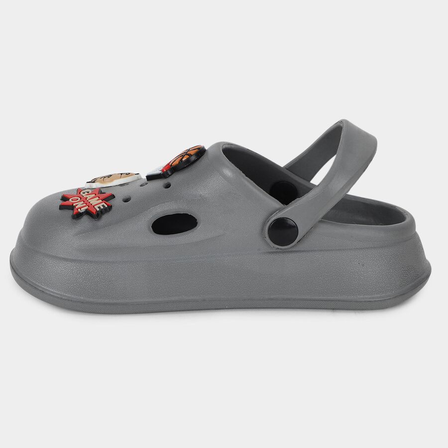 Boys' Grey Slip-On Clogs Sandals, Grey, large