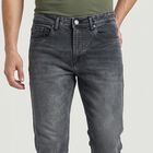 Men's Grey Slim Fit Washed Jeans, Light Grey, small