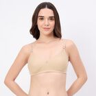 Women's Beige Cotton V-Neck Padded Bra, Beige, small