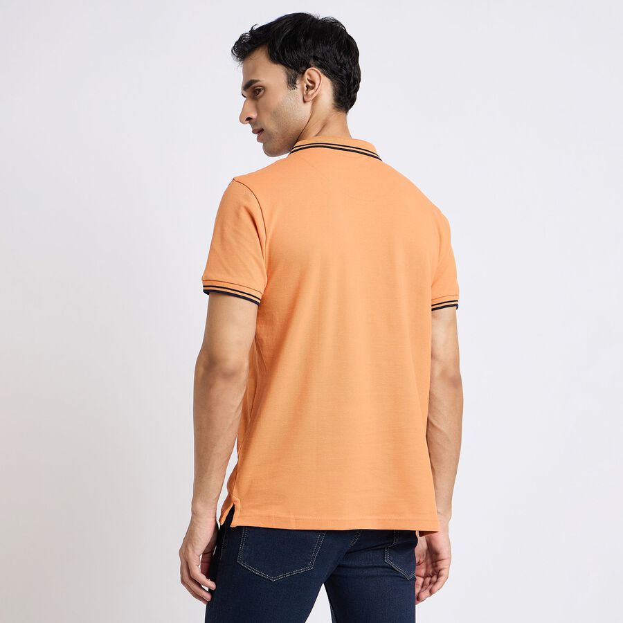 Men's Collared Half Sleeves T-Shirt, Orange, large image number null