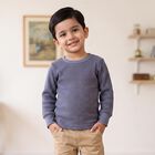 Boys' Blue Long Sleeve Thermal, मध्यम नीला, small