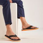 Men's Black Flip-Flop Slippers, Black, small