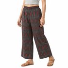 Women's Blue Regular Fit Printed Palazzos, नेवी ब्लू, small