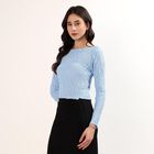 Women's Blue Sweetheart Neck Romantic Top, Light Blue, small